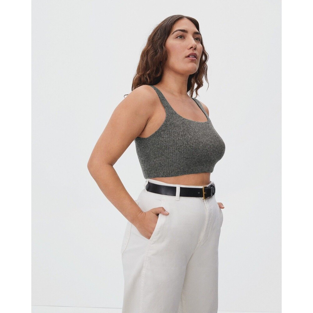 Everlane Womens Cozy Stretch Tank Top Wool Blend Soft Cropped In Charcoal Sz S